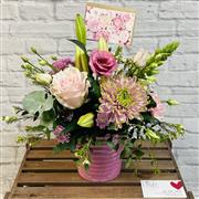 Pretty Pastels Container Arrangement 