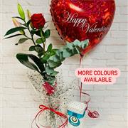 Adore Rose &amp; Lily in Glass Vase &amp; Balloon &amp; Chocolates