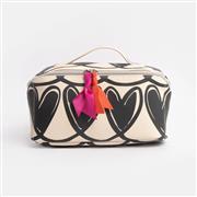 Mono Looped Hearts Flat Lay Wash Bag